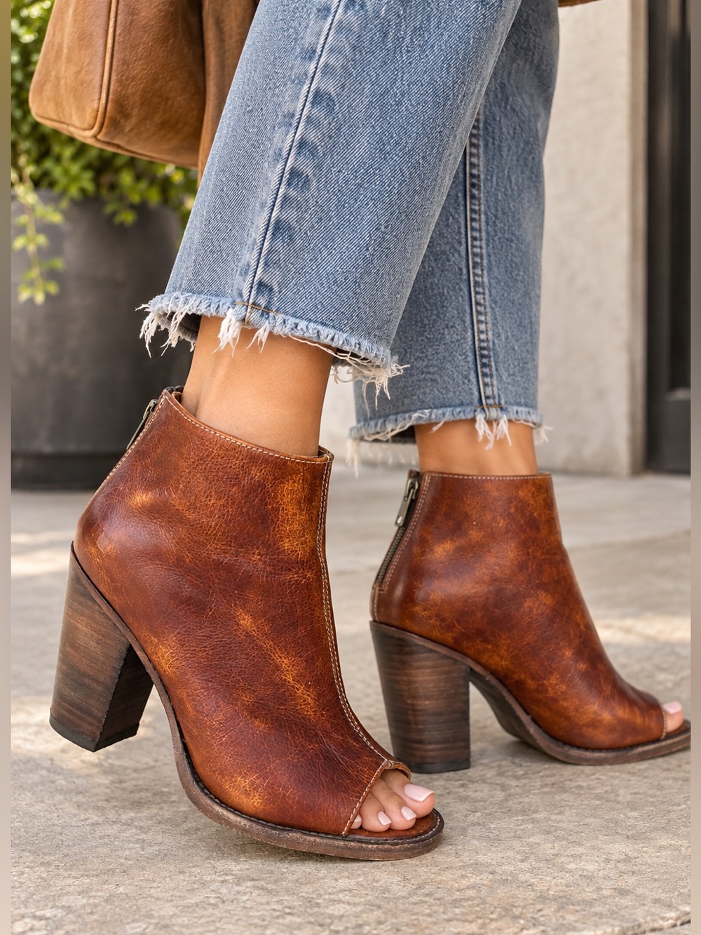 Bed Stu Onset peep toe booties 8.5